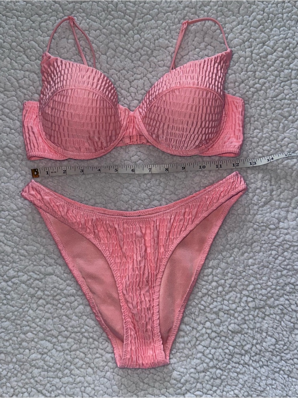 TRIANGL bikini set peach pink crinkle texture cheeky cut adjustable straps S - Picture 13 of 13